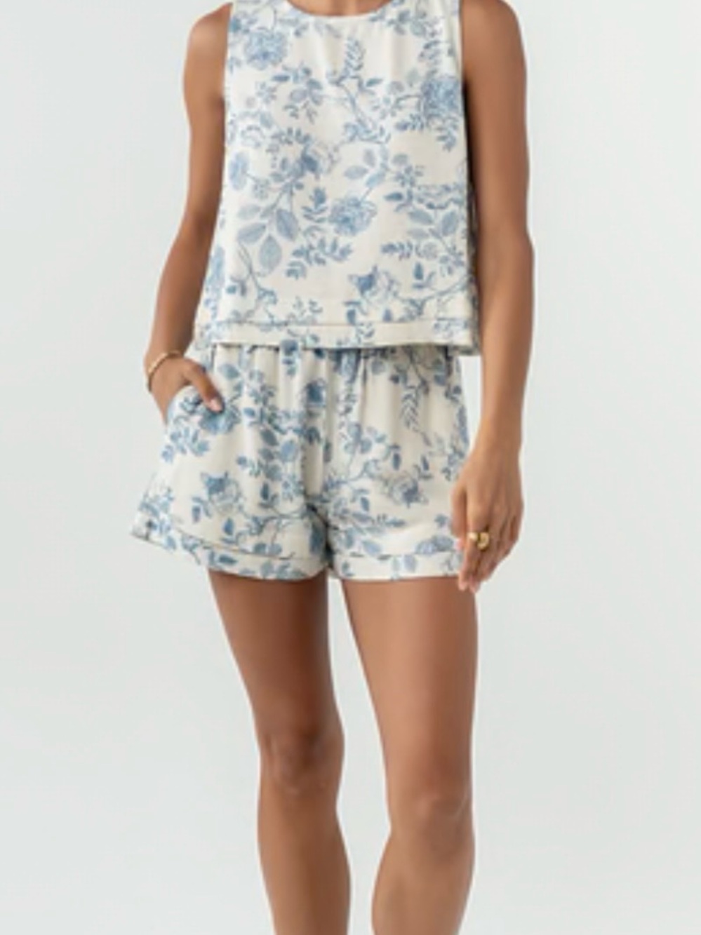 Sleeveless Blue Floral Set - Allie Rose
